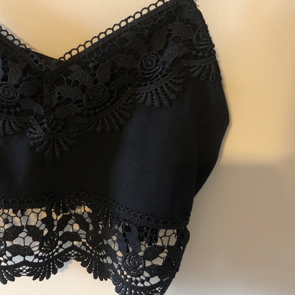 TOPSHOP embroidered cropped black tank